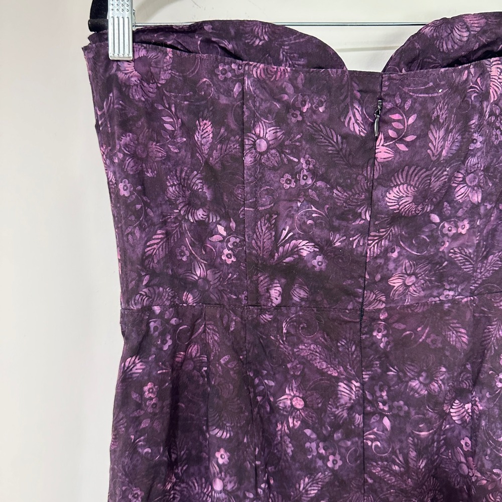 Cherry Twist Shop Handmade Sheath Dress Womens 14 Purple Batik Floral Rockabilly - Picture 2 of 7